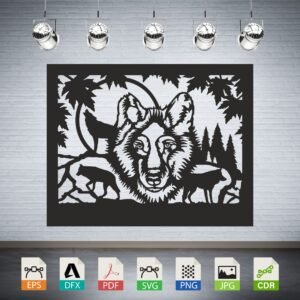 Wolf Pack Forest Scene Vector - Wilderness Animal Decor