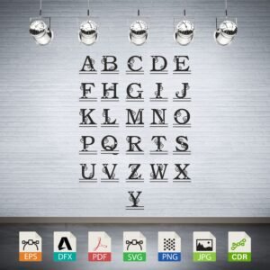 Split Monogram Letter Set A-Y Vector - Personalized Decor Font