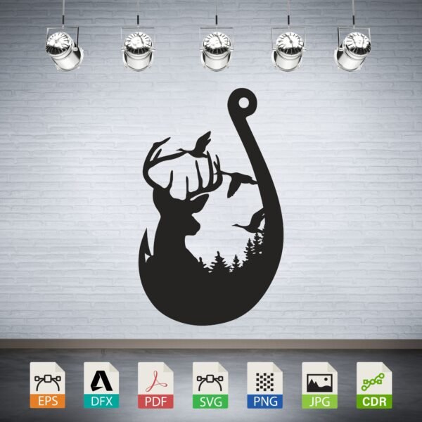 Deer Ducks Fish Hook Vector