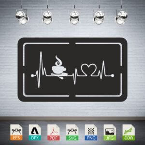 Coffee Heartbeat Svg, I Love Coffee Dxf