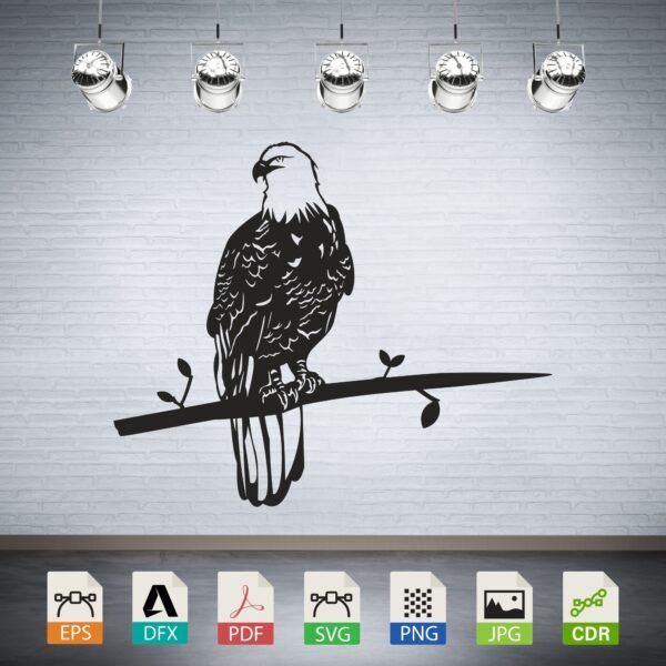 Bald Eagle Sitting on Branch Svg, Eagle Vector Dxf