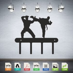 Karate Fighters Medal Hanger Vector