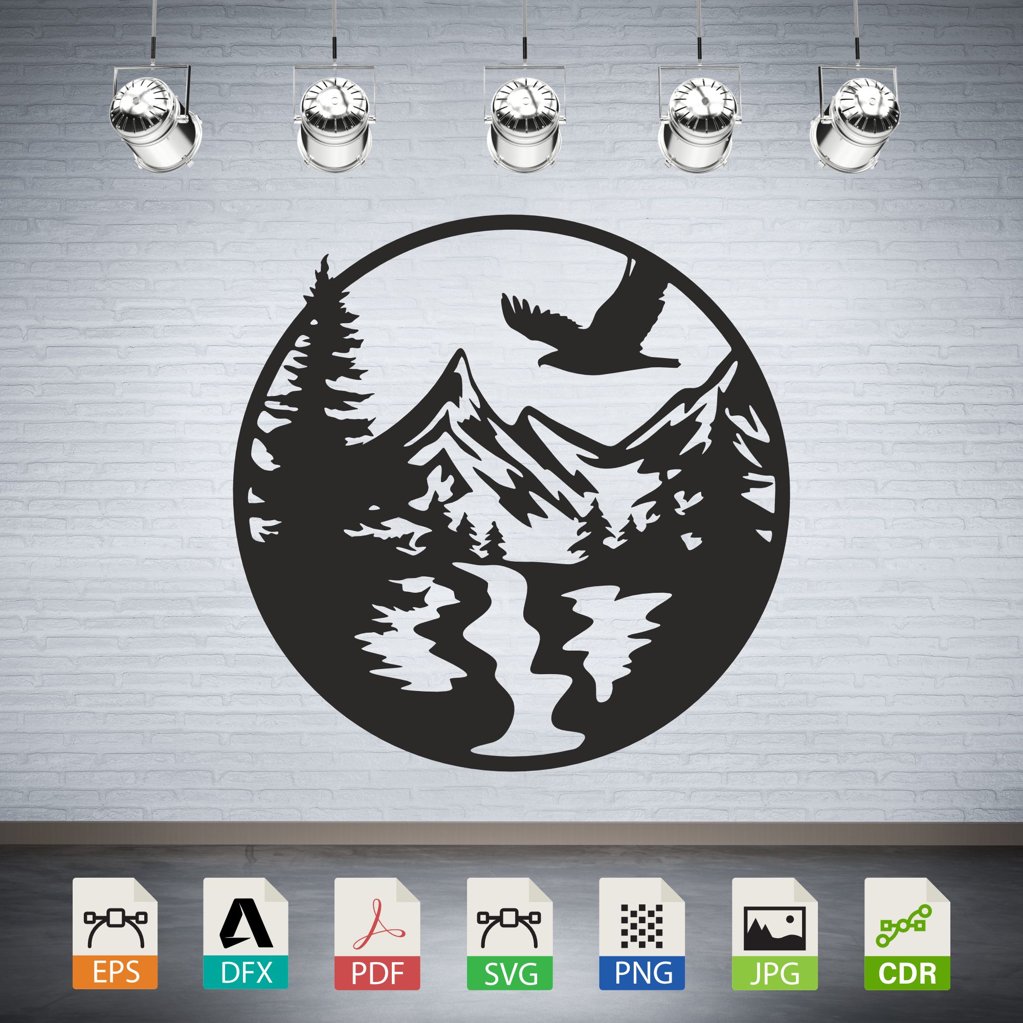 Eagle Mountain River Scene Vector