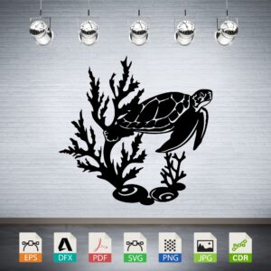 Sea Turtle Coral Reef Vector