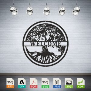 Tree of Life Welcome Sign Vector CNC Laser Cut File