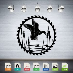 Duck in Marsh Saw Blade Vector CNC Laser Cut File