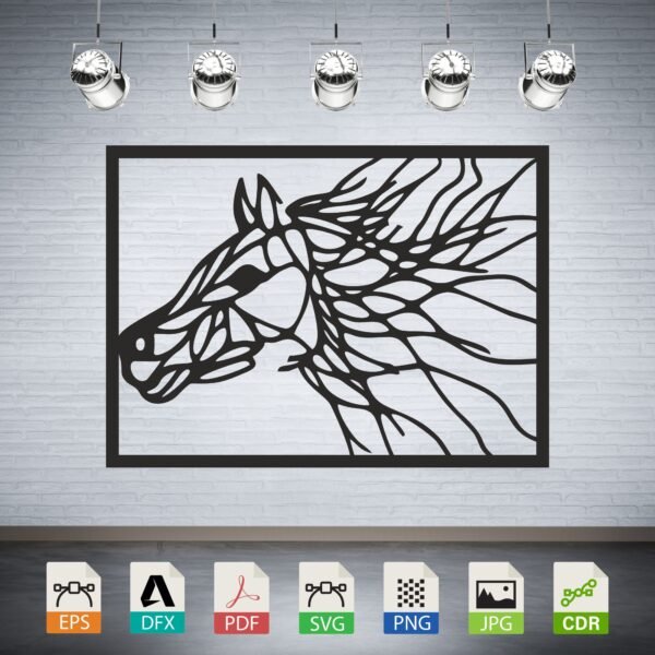 Abstract Horse Head Vector CNC Laser Cut File