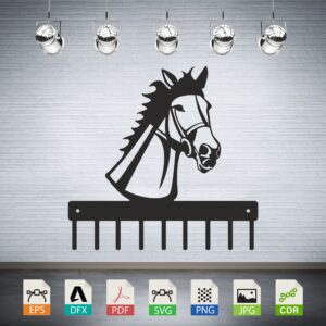 Bridled Horse Head Key Holder Vector