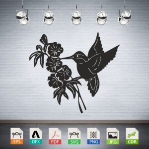 Hummingbird Feeding on Flowers Vector