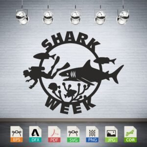 Shark Week Scuba Diver Vector