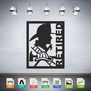 Retired Firefighter Silhouette Vector CNC Laser Cut File