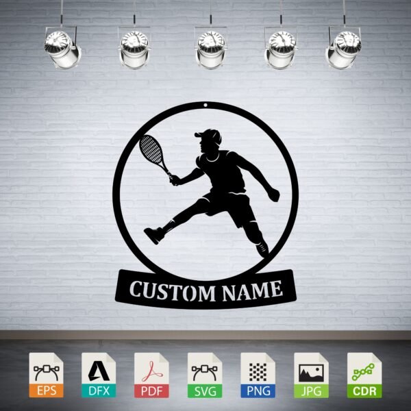 Tennis Player Silhouette Vector - Custom Name Sport Decor
