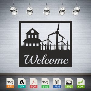 Windmill Farm Welcome Sign Vector