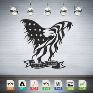 United We Stand Eagle Flag Vector CNC Laser Cut File