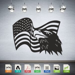 American Flag Eagle Head Vector CNC Laser Cut File