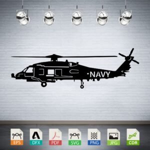 Navy Helicopter Silhouette Vector CNC Laser Cut File