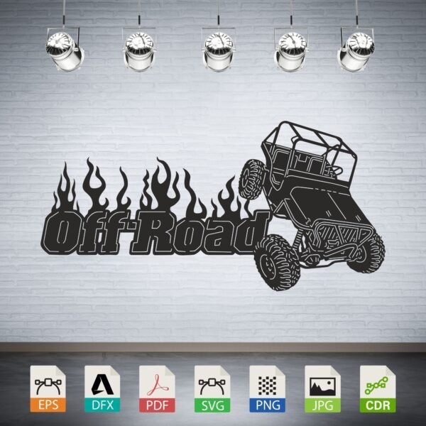 Flaming Off-Road Vehicle Vector CNC Laser Cut File