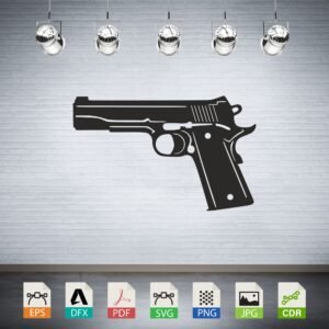 Pistol Handgun Silhouette Vector CNC Laser Cut File