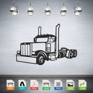 Semi Truck Tractor Trailer Vector CNC Laser Cut File