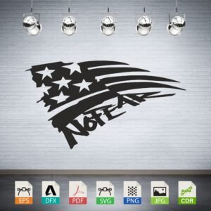 No Fear American Flag Distressed Vector CNC Laser Cut File