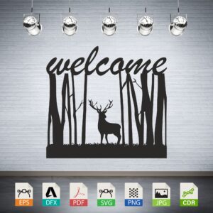 Welcome Deer in Forest Vector CNC Laser Cut File