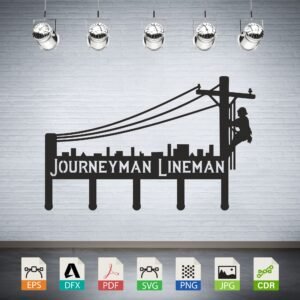 Journeyman Lineman Key Holder Vector CNC Laser Cut File