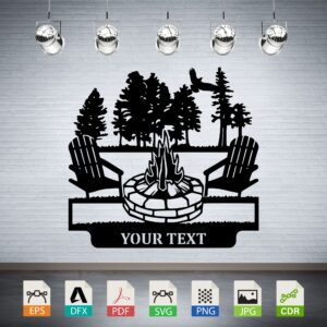 Campfire Chairs Forest Scene Vector CNC Laser Cut File