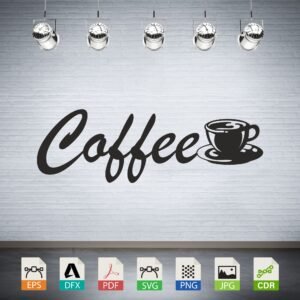 Coffee Script with Cup Vector CNC Laser Cut File