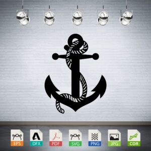 Nautical Anchor with Rope Vector CNC Laser Cut File