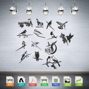 Assorted Birds Collection Vector CNC Laser Cut File