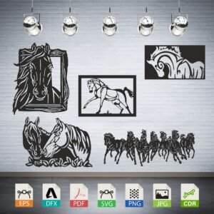 Assorted Horse Designs Collection Vector CNC Laser Cut File