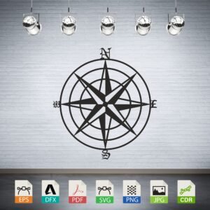 Nautical Compass Rose Vector CNC Laser Cut File
