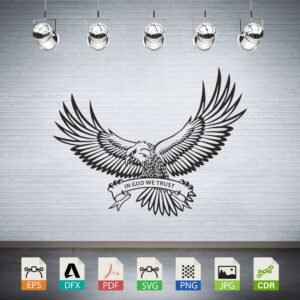 In God We Trust Eagle Banner Vector CNC Laser Cut File