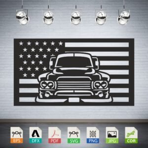 Classic Truck American Flag Vector CNC Laser Cut File