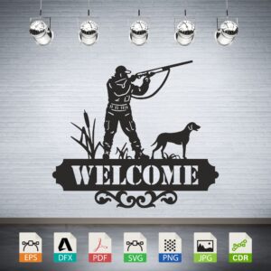 Welcome Hunter and Dog Scene Vector CNC Laser Cut File