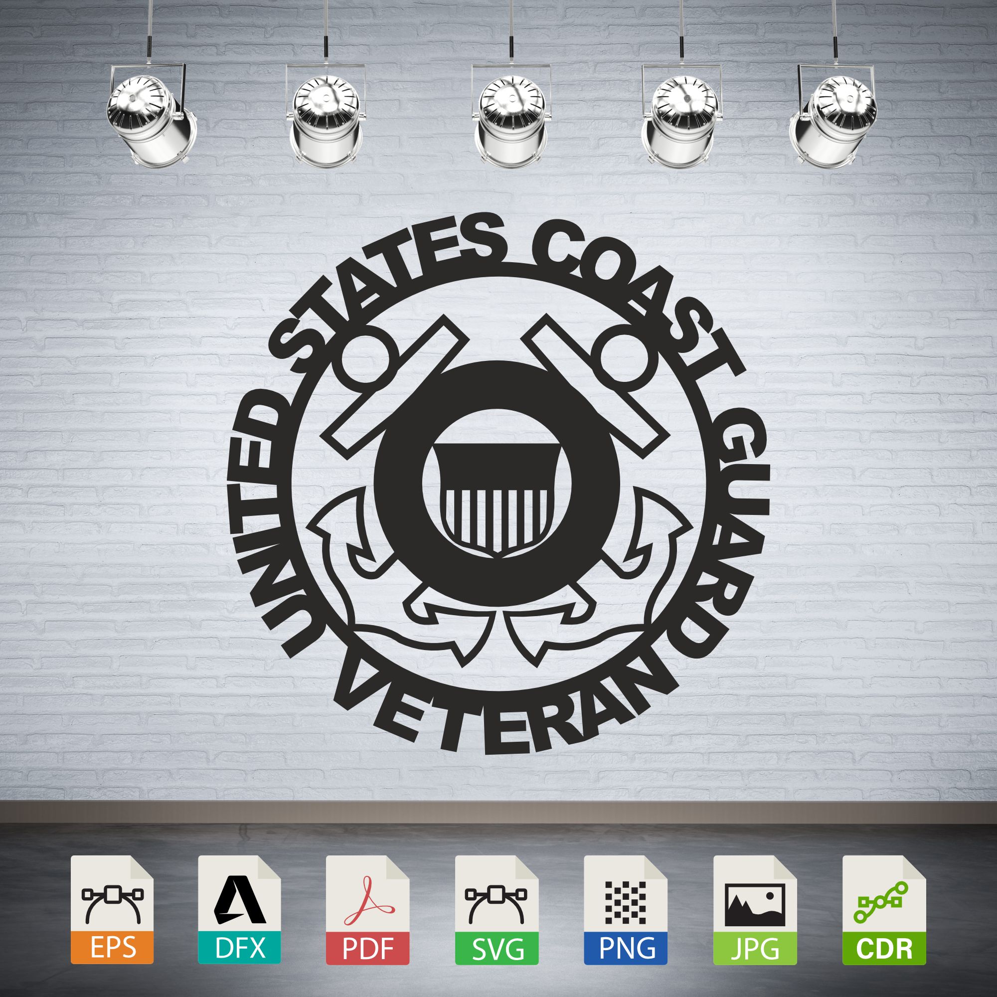United States Coast Guard Veteran Logo Vector CNC Laser Cut File