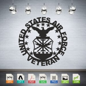 United States Air Force Veteran Logo Vector CNC Laser Cut File