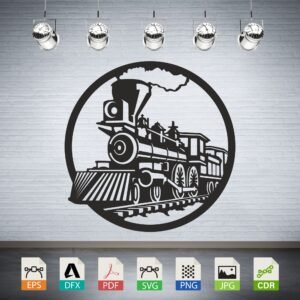 Vintage Steam Train Locomotive Vector CNC Laser Cut File