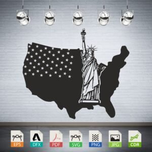 Statue of Liberty USA Map Vector CNC Laser Cut File