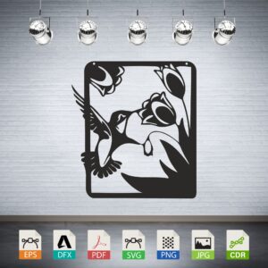 Hummingbird with Tulips Panel Vector CNC Laser Cut File