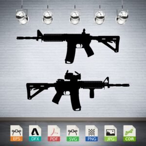 AR-15 Rifle Silhouette Collection Vector CNC Laser Cut File