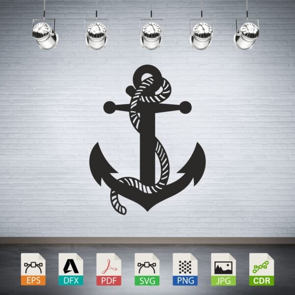 Nautical Anchor with Rope Vector CNC Laser Cut File