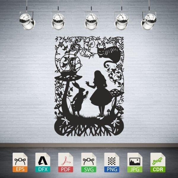 Alice in Wonderland Scene Vector CNC Laser Cut File