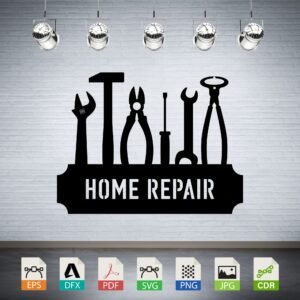 Home Repair Tools Vector - DIY Garage Decor Sign