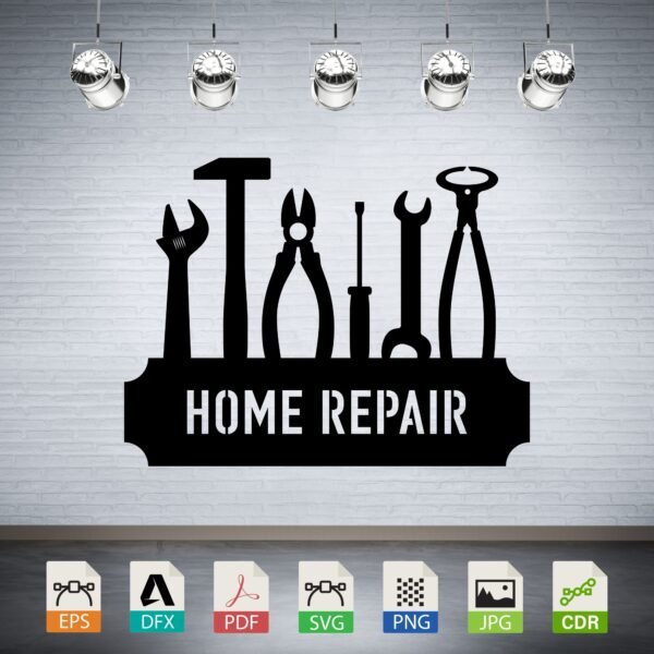 Home Repair Tools Vector - DIY Garage Decor Sign