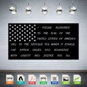 Pledge of Allegiance American Flag Vector CNC Laser Cut File