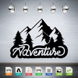 Adventure Mountains Trees Vector CNC Laser Cut File