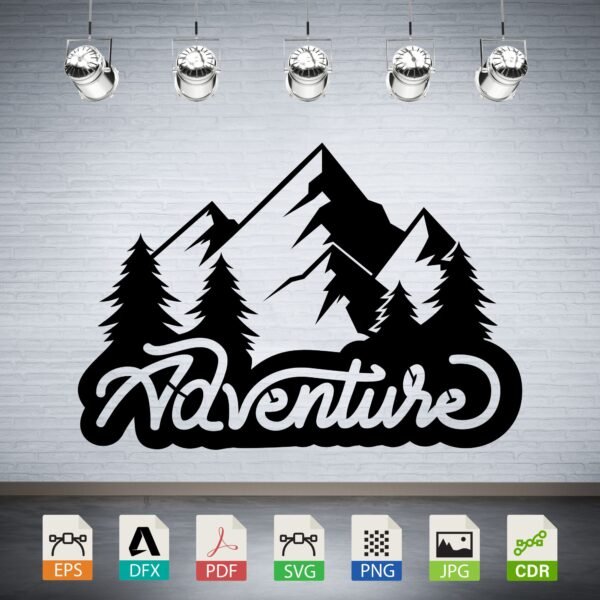 Adventure Mountains Trees Vector CNC Laser Cut File