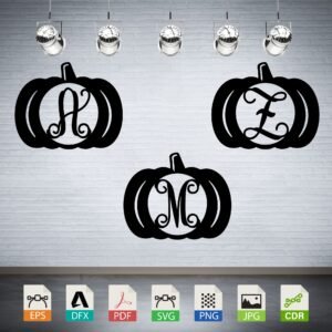 Pumpkin Monogram Letters Collection Vector CNC Laser Cut File