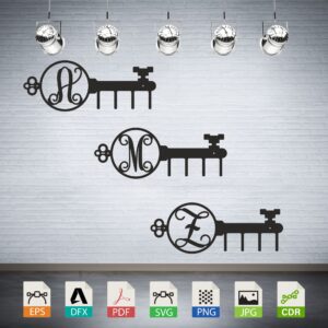 Monogram Key Holder Letters Collection Vector CNC Laser Cut File
